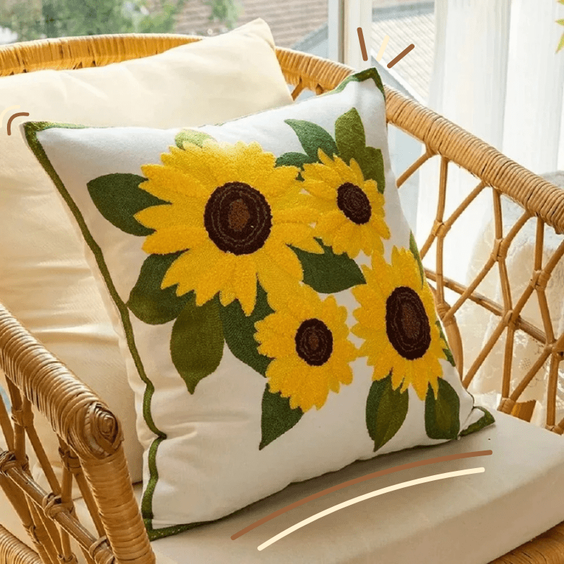 Coussin motif tournesol | Dreamy Sloth® Jaune / 45x45 cm