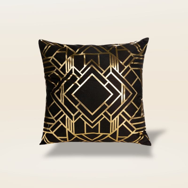 Housse de coussin 45x45 geometrique noir et or | Dreamy Sloth® Noir / 45x45 cm