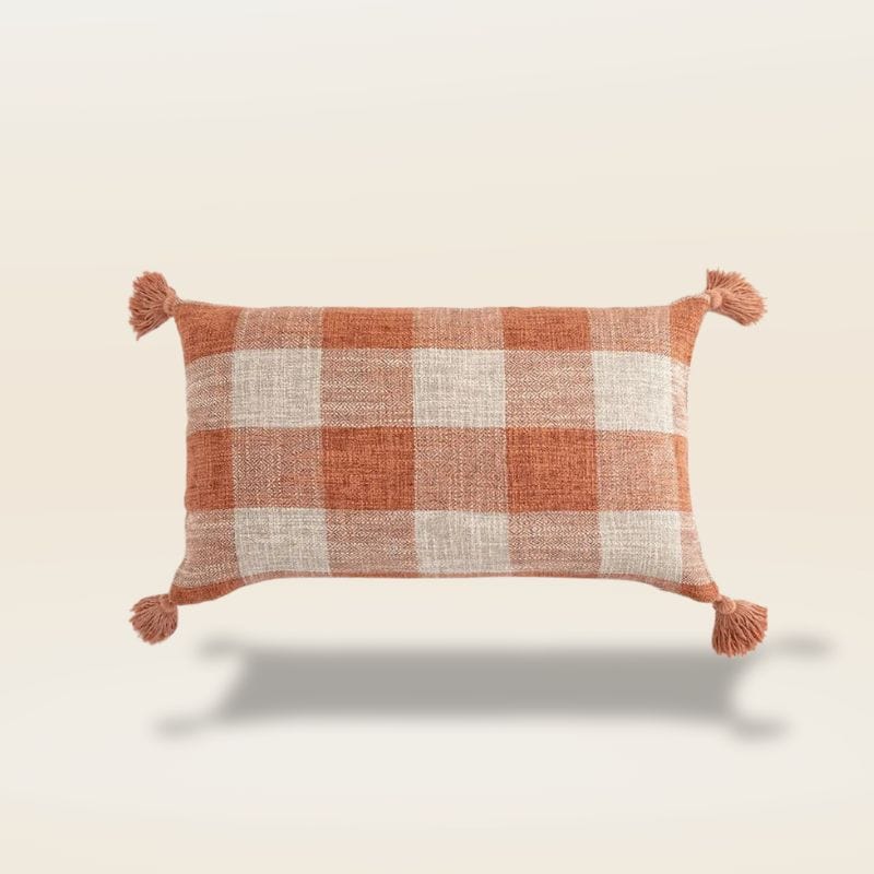 Housse de coussin a carreaux | Dreamy Sloth® Orange / 30x50 cm