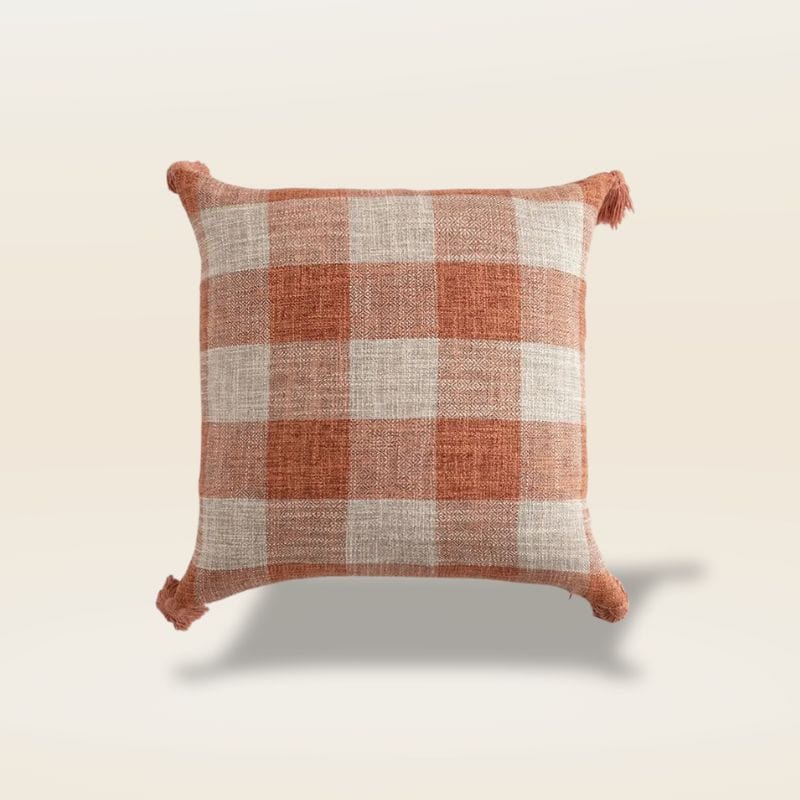 Housse de coussin a carreaux | Dreamy Sloth® Orange / 45x45 cm