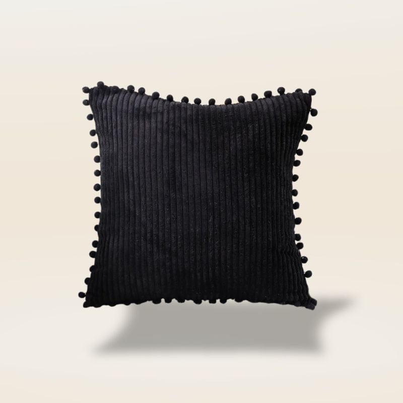 Housse de coussin avec pompon | Dreamy Sloth® Noir / 45x45 cm