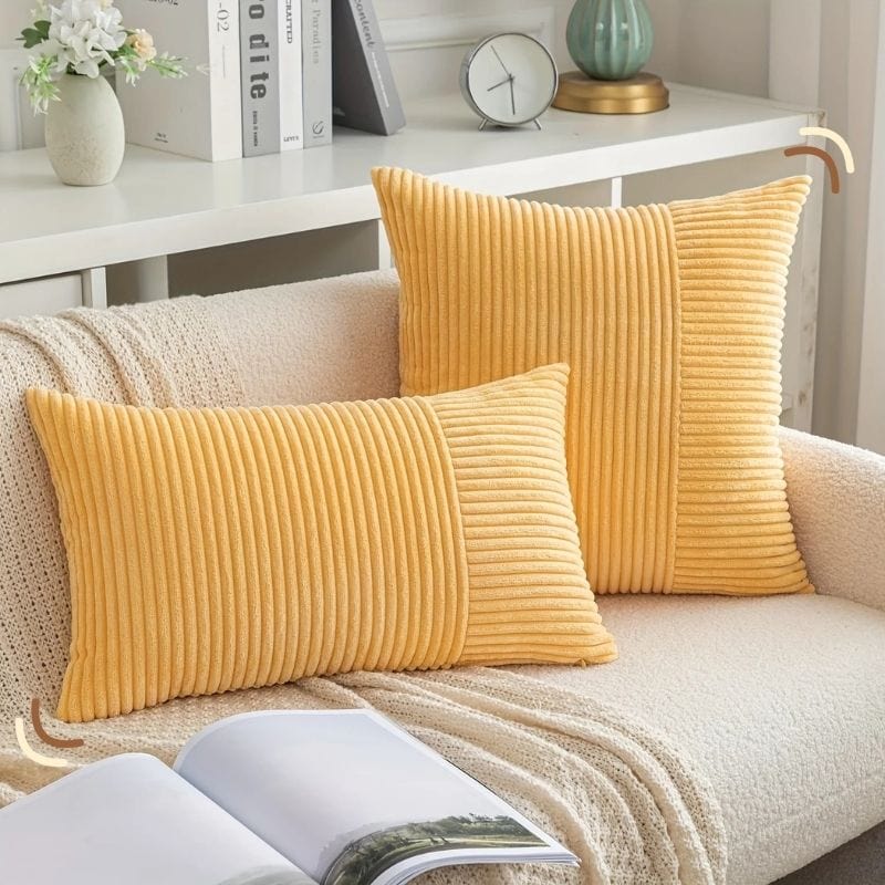 Housse de coussin rayé | Dreamy Sloth® Jaune / 45x45 cm