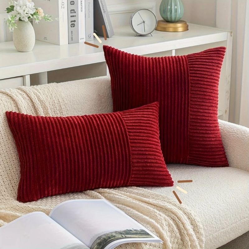 Housse de coussin rayé | Dreamy Sloth® Rouge / 45x45 cm