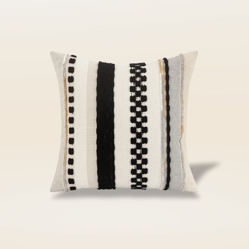 Housse de coussin rayée | Dreamy Sloth® Noir / 45x45 cm